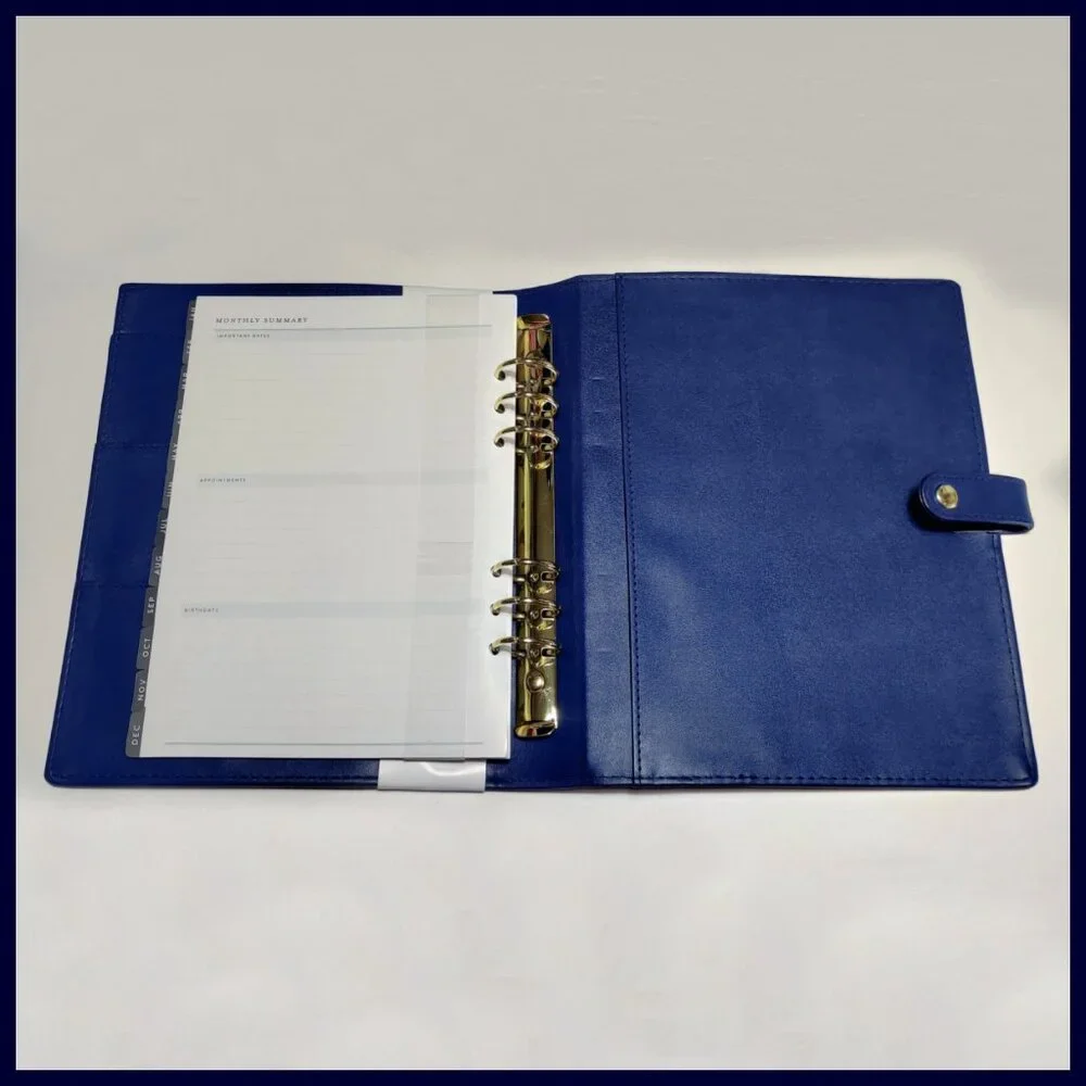 Recollections 6-Ring Planner Binder with Month Tab Dividers - Blue Faux Leather